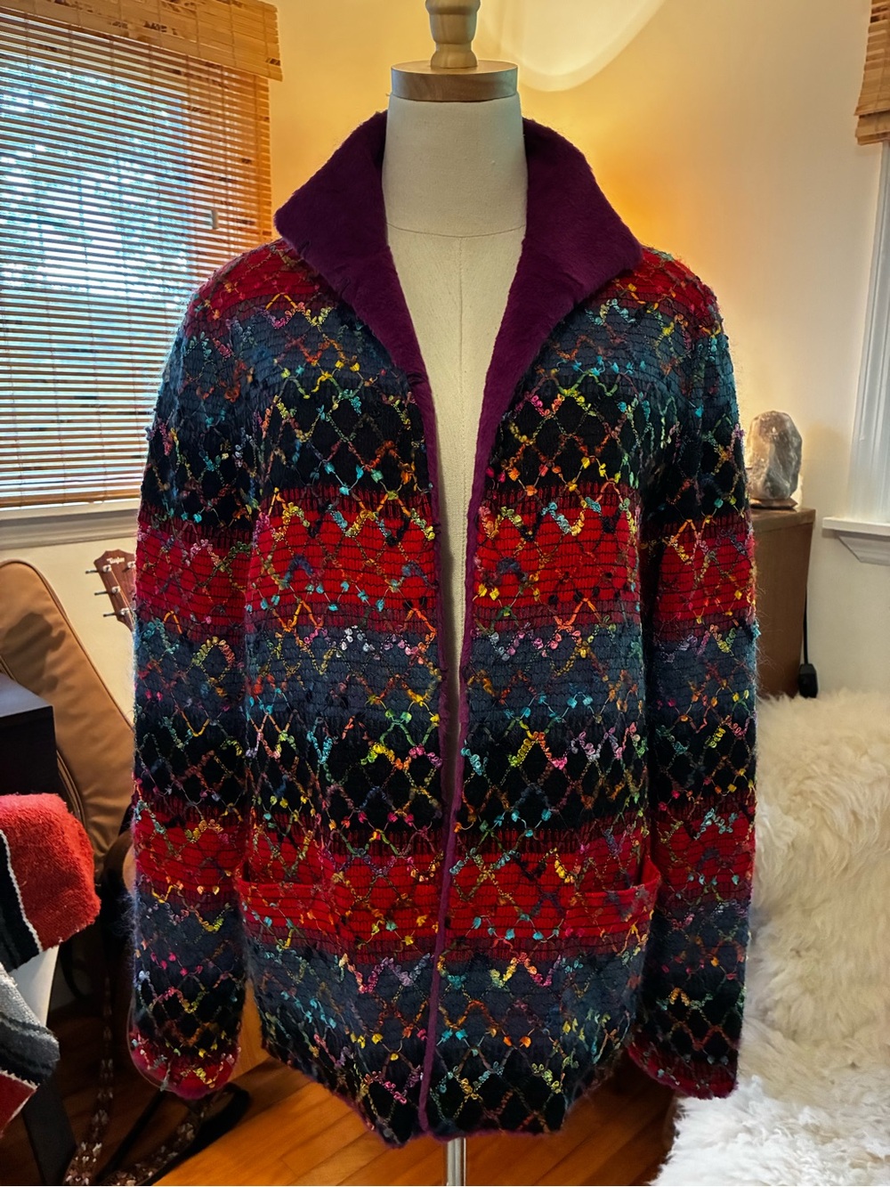 Emanuel Ungaro Paris 1990’s Fur Lined Jacket Size M 42 FR Couture Vintage